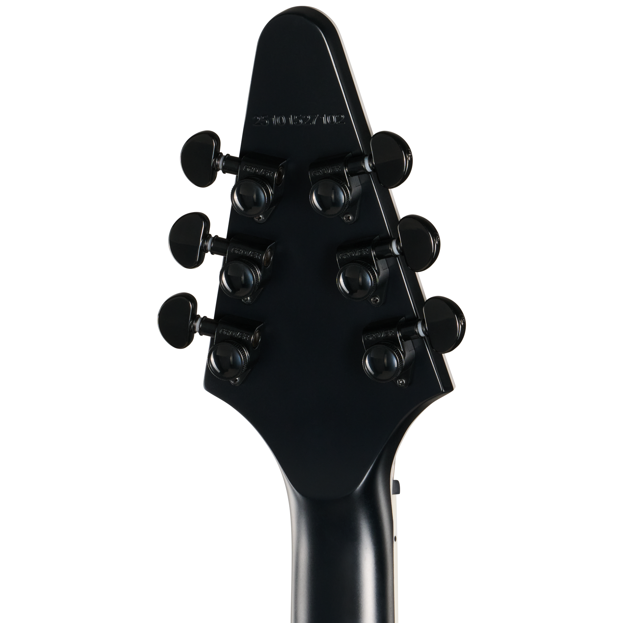 E-Gitarre, Gitarrenkopfplatte, schwarz, sechs Stimmmechaniken